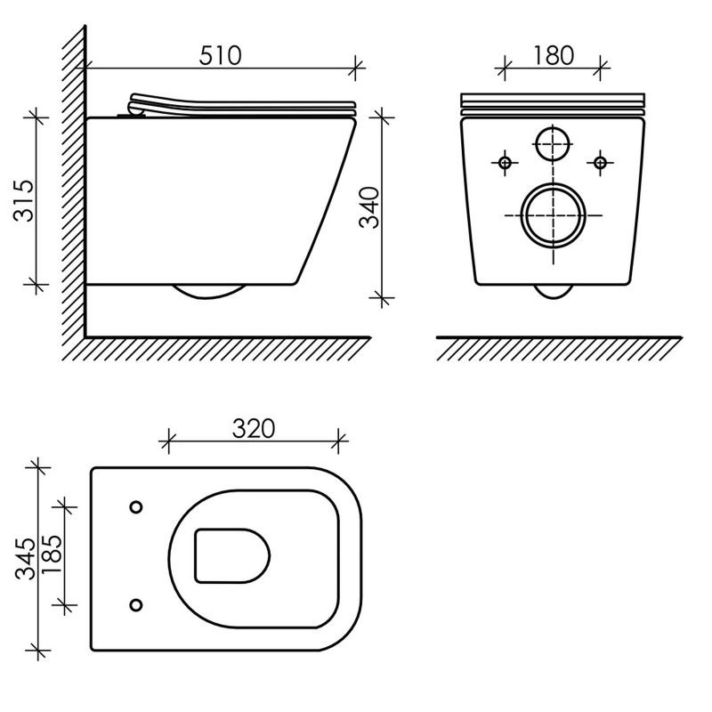 Унитаз Ceramica Nova Metric Rimless CN3007MB подвесной, безободковый, с сиденьем микролифт, цвет черный матовый