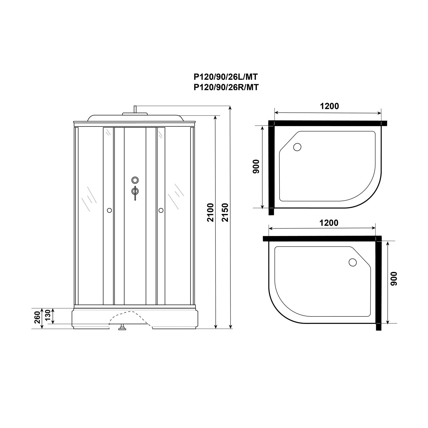 Душевая кабина Niagara Promo P120/90/26L/MT 120х90, левая, стекло матовое, профиль белый, с крышей