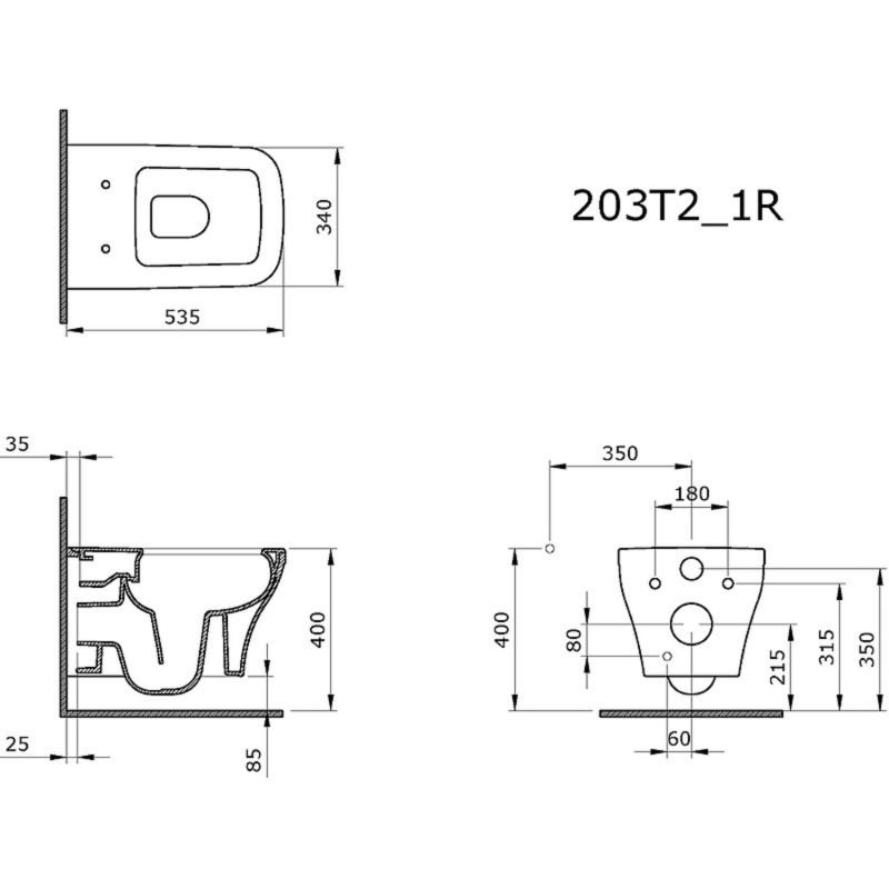 Унитаз Ambassador Benefit 203T20001R-202T20001S подвесной, безободковый, с сиденьем микролифт, цвет белый глянцевый