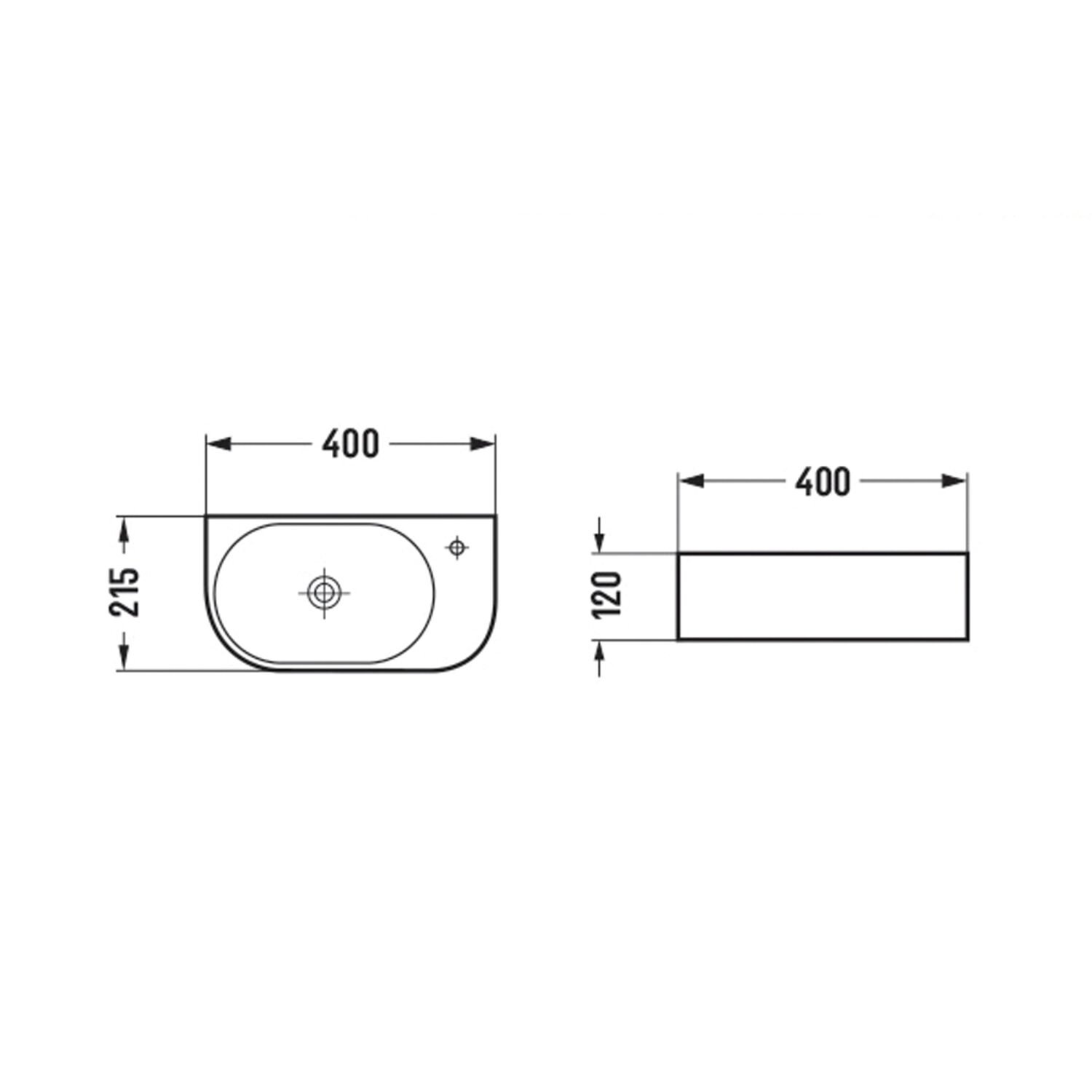 Раковина Vincea VBS-506R подвесная, отверстие под смеситель справа, 40x22 см, цвет белый - фото 1