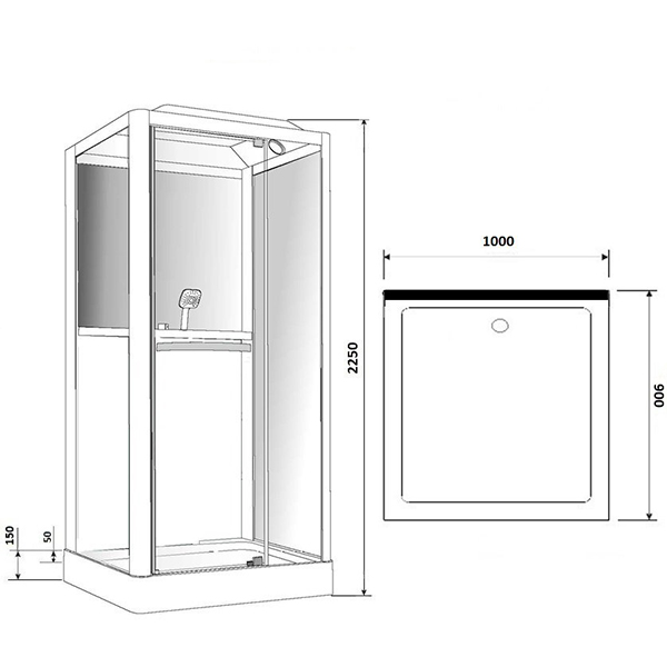 Душевая кабина Grossman GR-126 100x90, стекло прозрачное, профиль белый, с гидромассажем