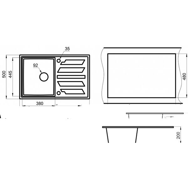 Кухонная мойка Granula GR-6201 WH 62x50, с крылом, цвет арктик - фото 1