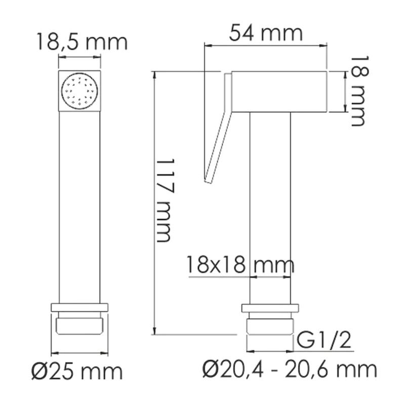 Гигиенический душ WasserKRAFT A55094, со встраиваемым смесителем, цвет золото