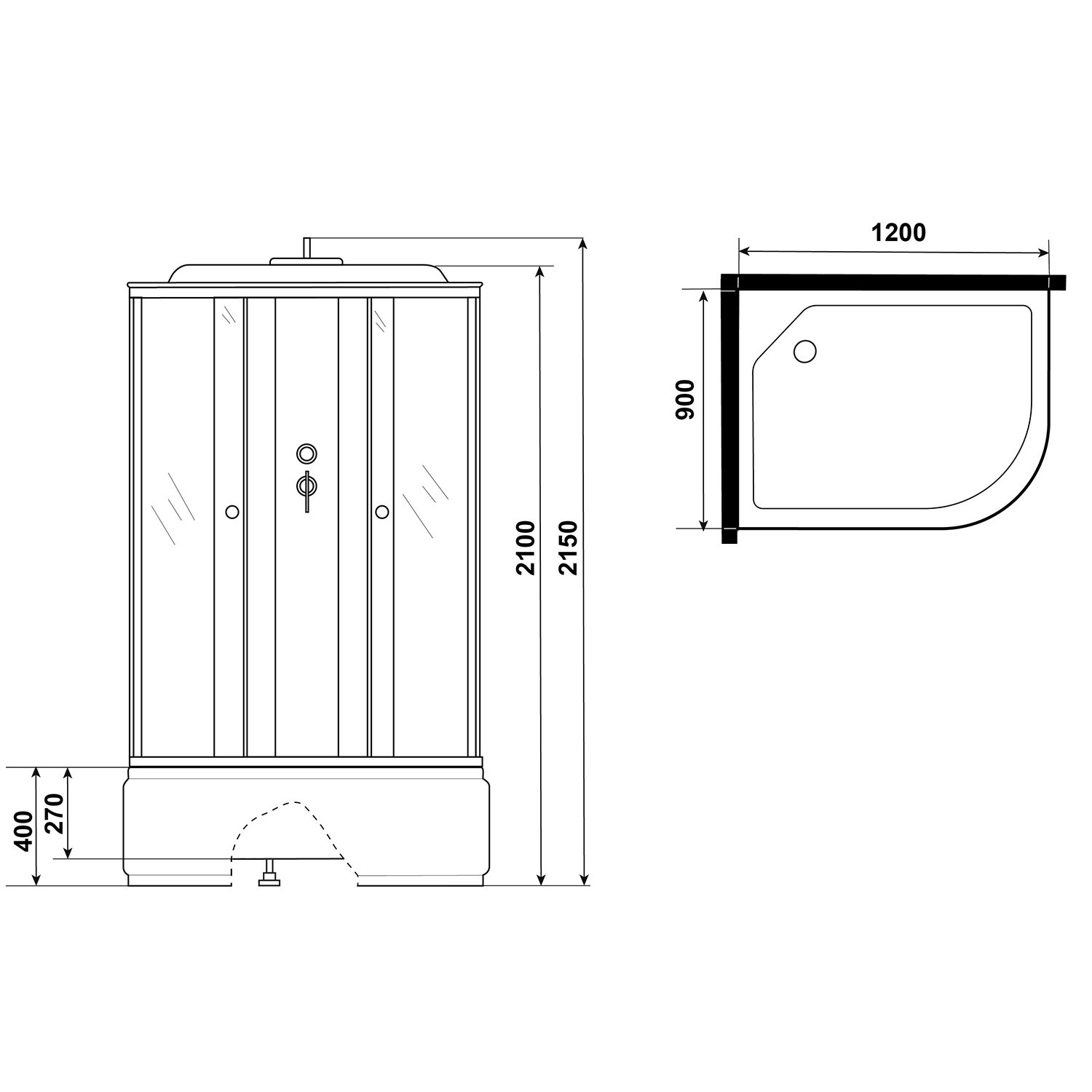 Душевая кабина Niagara Eco E120/90/40L/TN 120х90, левая, стекло тонированное, профиль серебро, с крышей