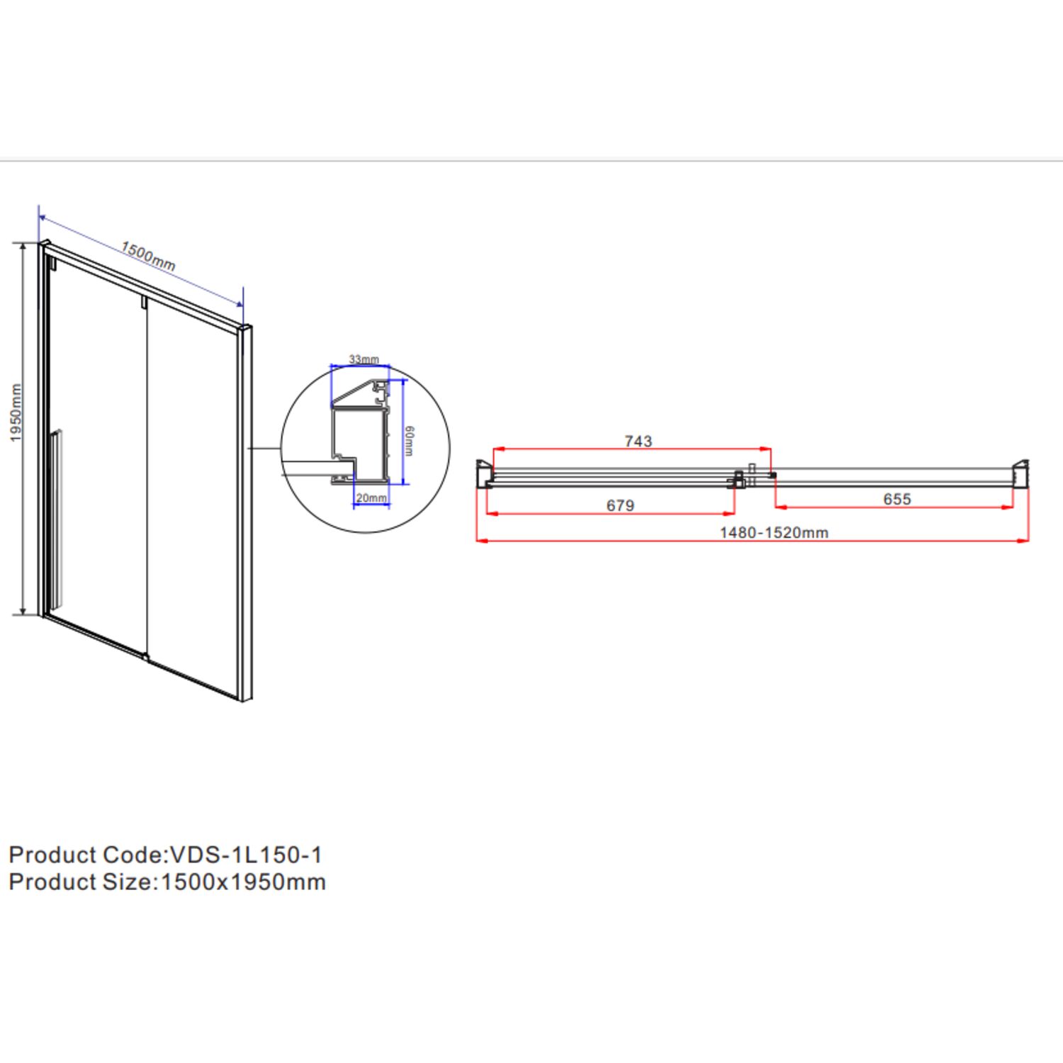 Душевая дверь Vincea Lugano VDS-1L-1 150x195, с доводчиком, стекло прозрачное, профиль хром - фото 1