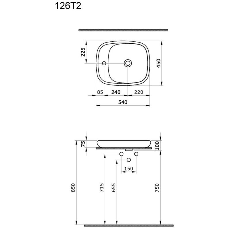 Раковина Ambassador Diamond 126T20401 накладная, 54x45 см, цвет бежевый матовый