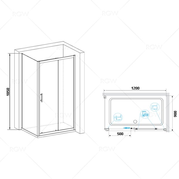 Душевой уголок RGW Passage PA-145 120x90, стекло прозрачное, профиль хром - фото 1