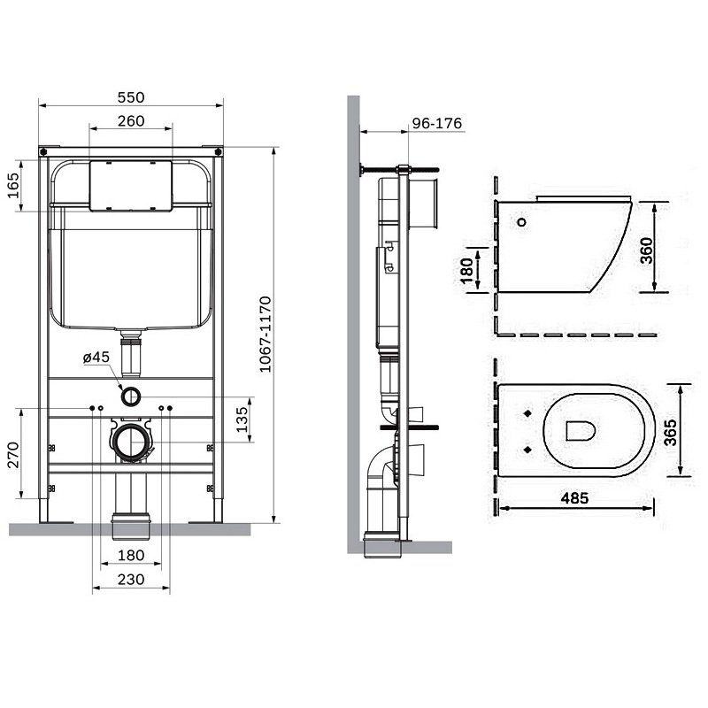 Комплект SantiLine SL-5005 + SL-01 подвесного унитаза с сиденьем микролифт и инсталляции с хромированной кнопкой - фото 1