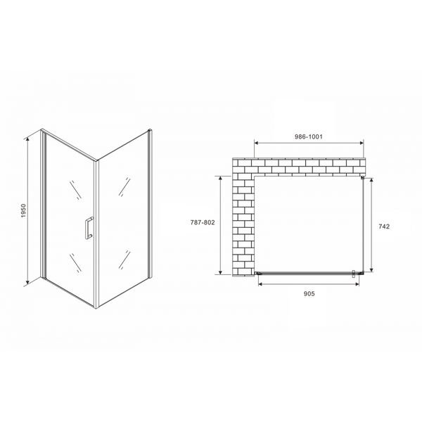 Душевой уголок Abber Sonnenstrand AG04100B-S80B 100x80, стекло прозрачное, профиль черный - фото 1