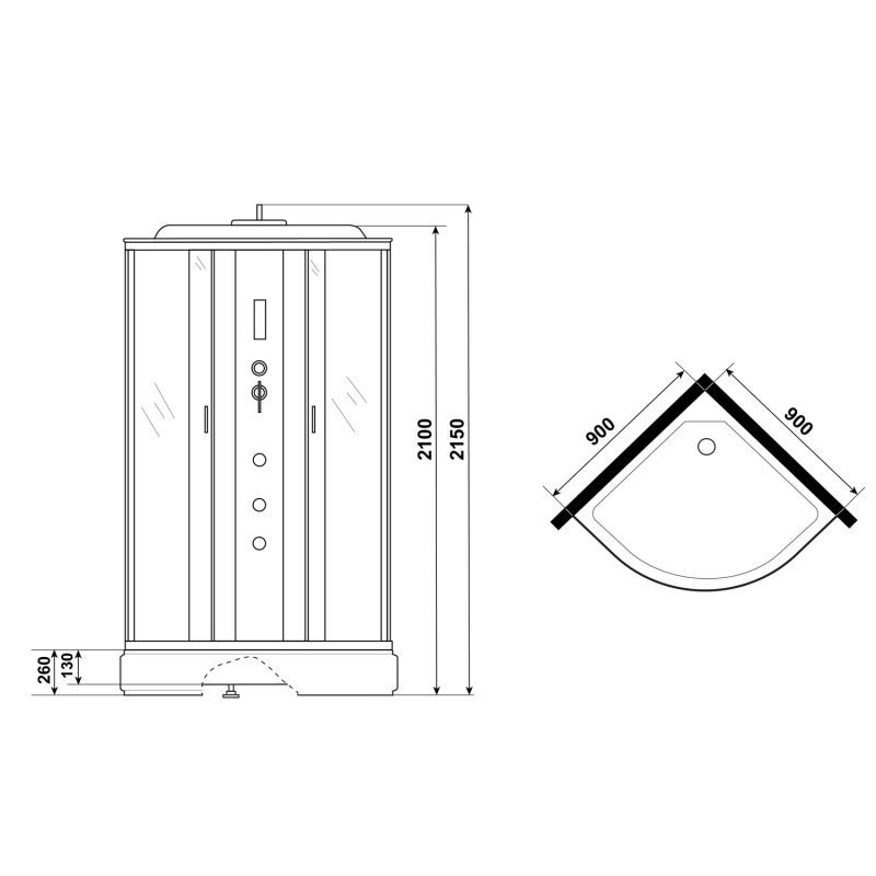 Душевая кабина Niagara Classic NG-3301-14F 90x90, стекло матовое, профиль серебро, с крышей, с гидромассажем, с пультом управления