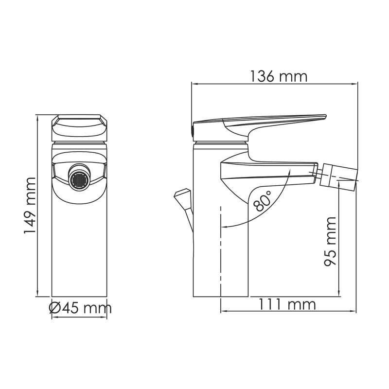 Смеситель WasserKRAFT Lopau 3206 для биде, с донным клапаном, цвет хром