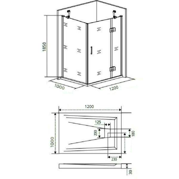 Душевой уголок Good Door Saturn WTW+SP-C-CH-R 120x100, стекло прозрачное, профиль хром, правый - фото 1