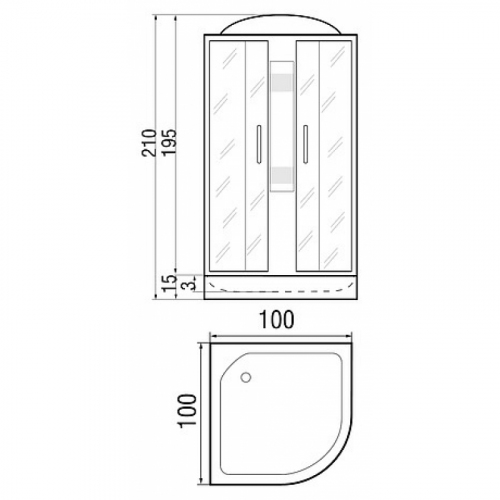 Душевая кабина River Nara Light 100/15 МТ 100x100, стекло матовое, профиль хром матовый, с крышей