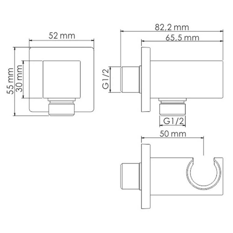 Гигиенический душ WasserKRAFT A55094, со встраиваемым смесителем, цвет золото