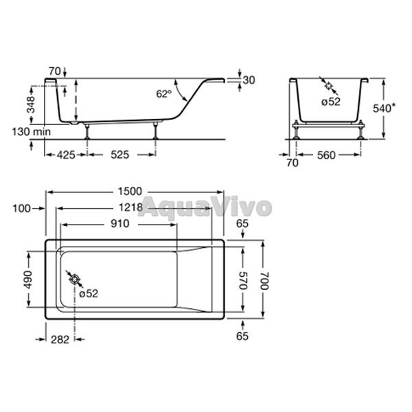 Акриловая ванна Roca Easy ZRU9302904 150x70