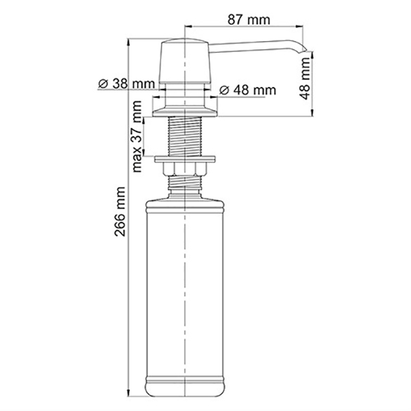 Дозатор WasserKRAFT K-1799 для жидкого мыла, встраиваемый, цвет черный - фото 1