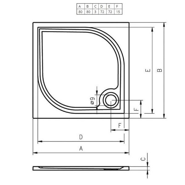 Поддон для душа Riho Kolping 80x80, литьевой мрамор, цвет белый