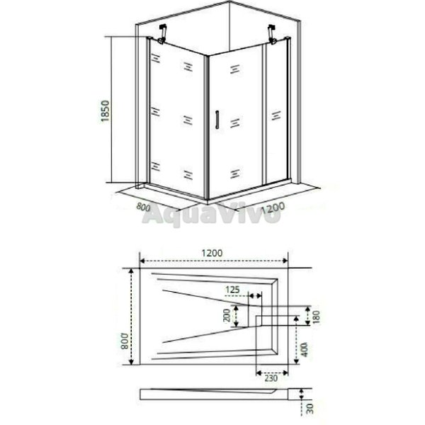 Душевой уголок Good Door Mokka WTW+SP-C-WE 120x80, стекло прозрачное, профиль белый - фото 1