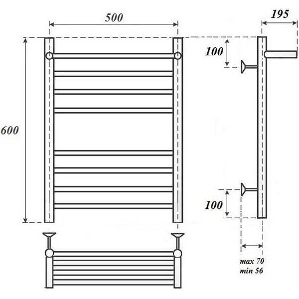 Полотенцесушитель Point П7 50x60 электрический, с полкой, цвет хром - фото 1
