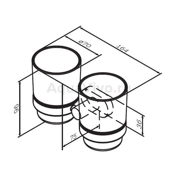Двойной стакан AM.PM Sense L A74343400 с держателем, цвет хром