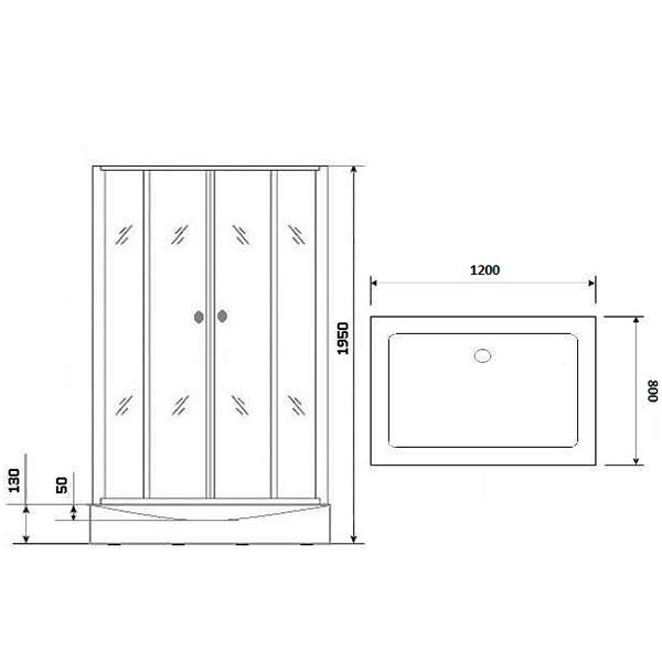 Душевой уголок Niagara Nova NG-0120-14 120х80, с поддоном, стекло прозрачное, профиль черный - фото 1