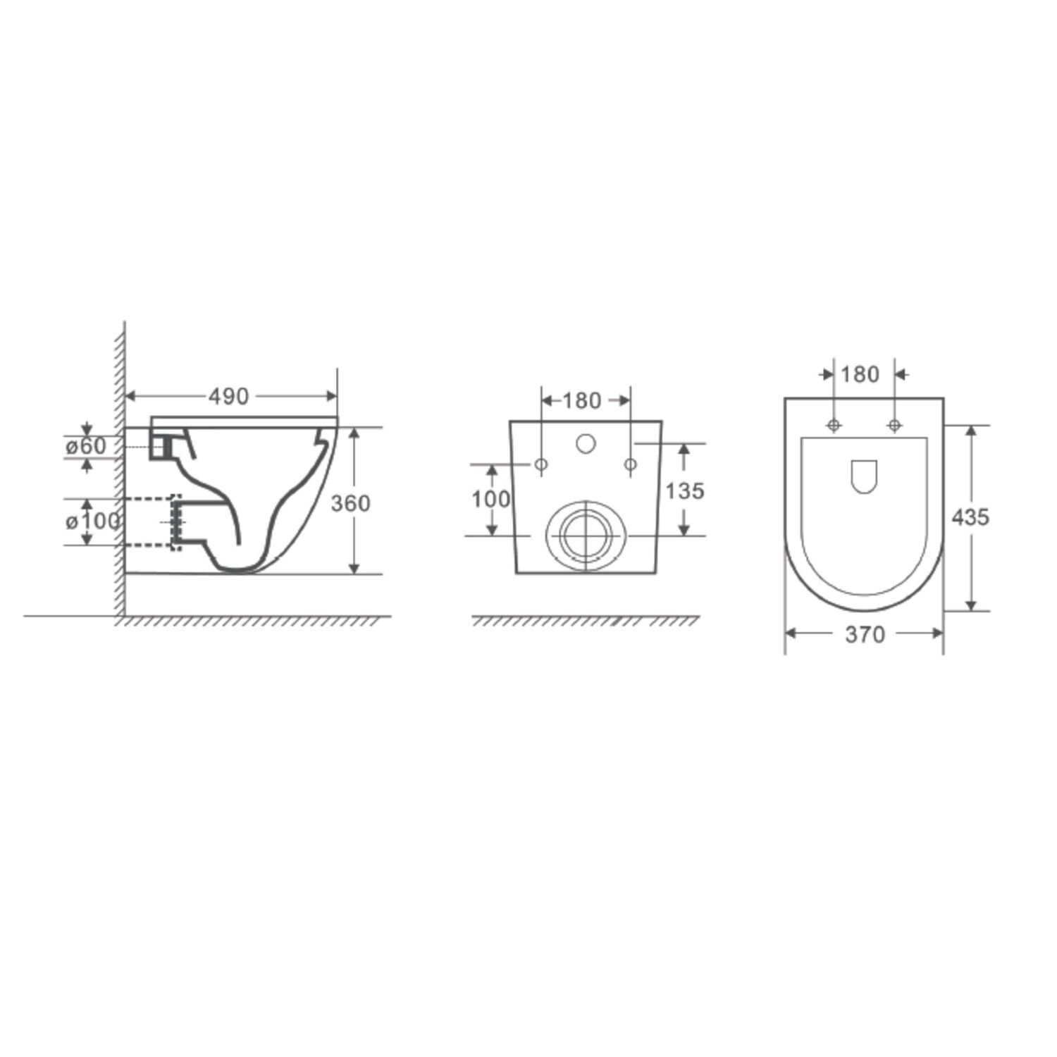 Унитаз D&K Matrix DT1396516 подвесной, безободковый, с сиденьем микролифт, цвет белый