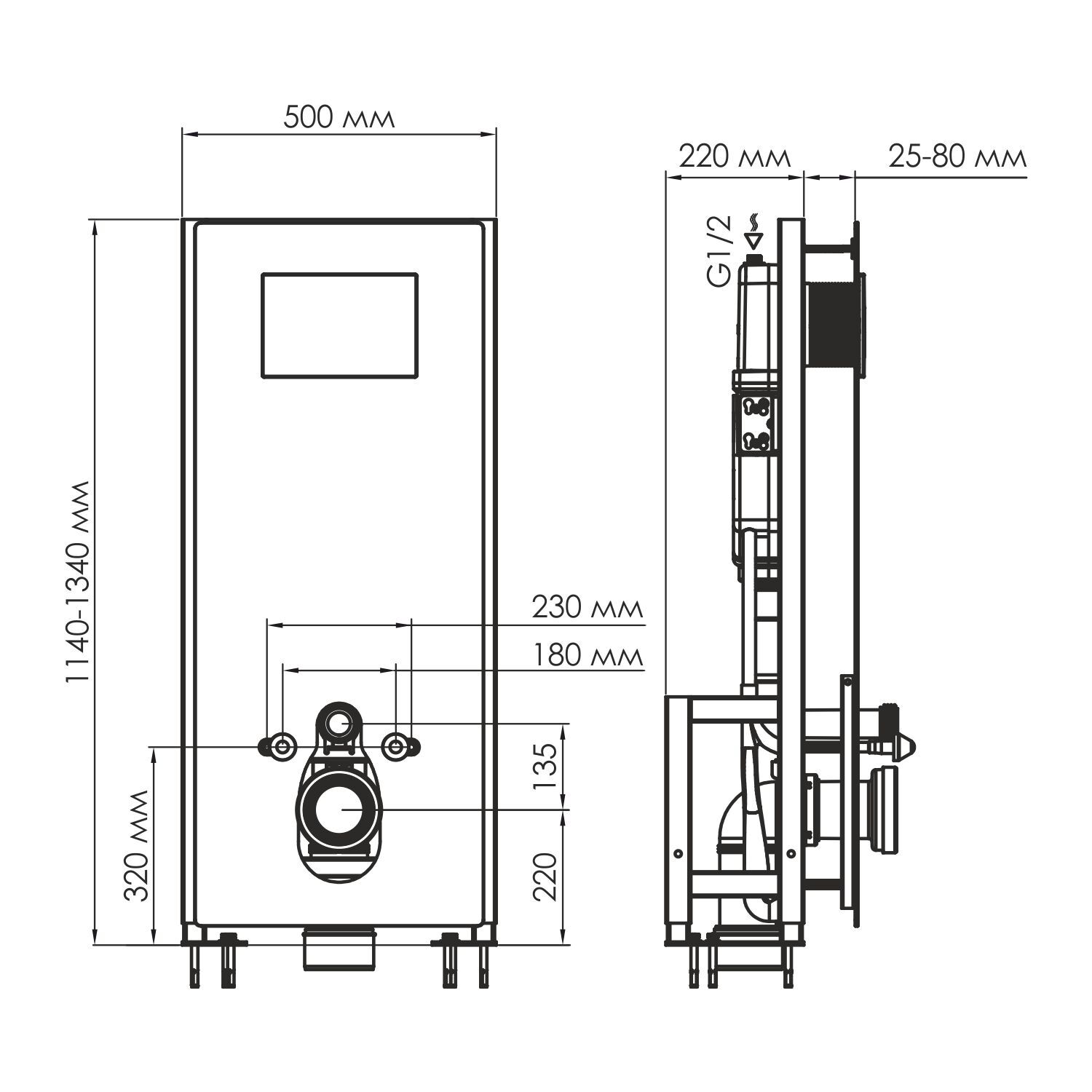 Инсталляция WasserKRAFT Glan 66TLT.010.ME.BL.WH01 для подвесного унитаза, с черной панелью и кнопкой смыва WH01 белой - фото 1