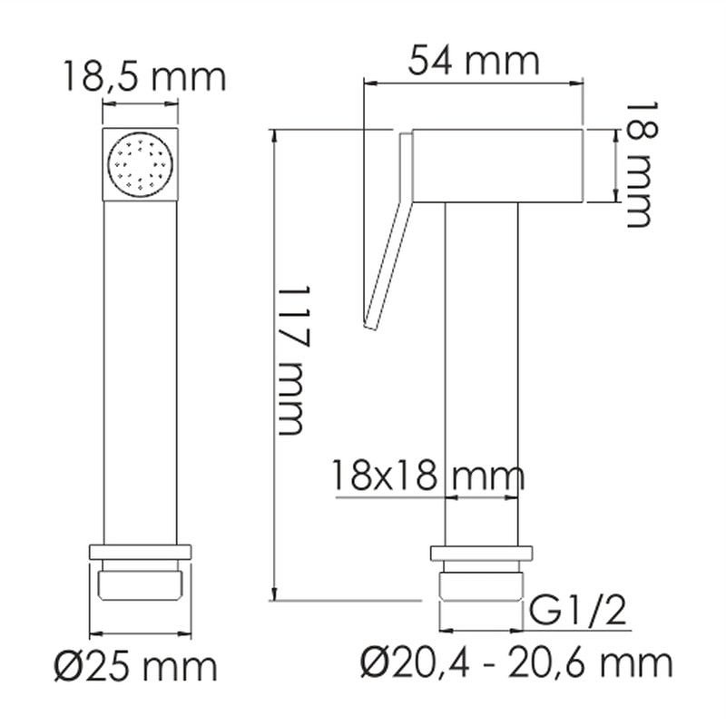 Гигиенический душ WasserKRAFT A66096, со встраиваемым смесителем, цвет черный