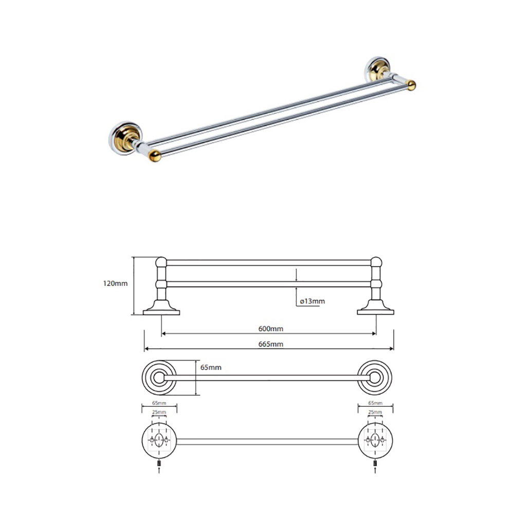 Полотенцедержатель Bemeta Retro 144204058 двойной 60 cм