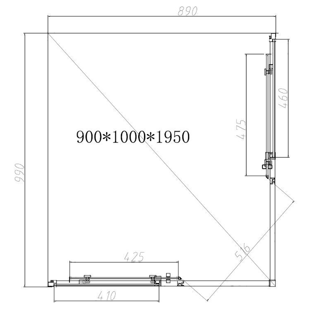 Душевой уголок Vincea Slim-N VSS-2SN 100x90, стекло прозрачное, профиль хром