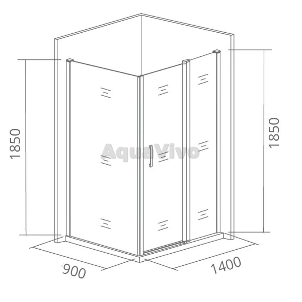 Душевой уголок Good Door Latte WTW+SP-G-WE 140x90, стекло грейп, профиль белый - фото 1