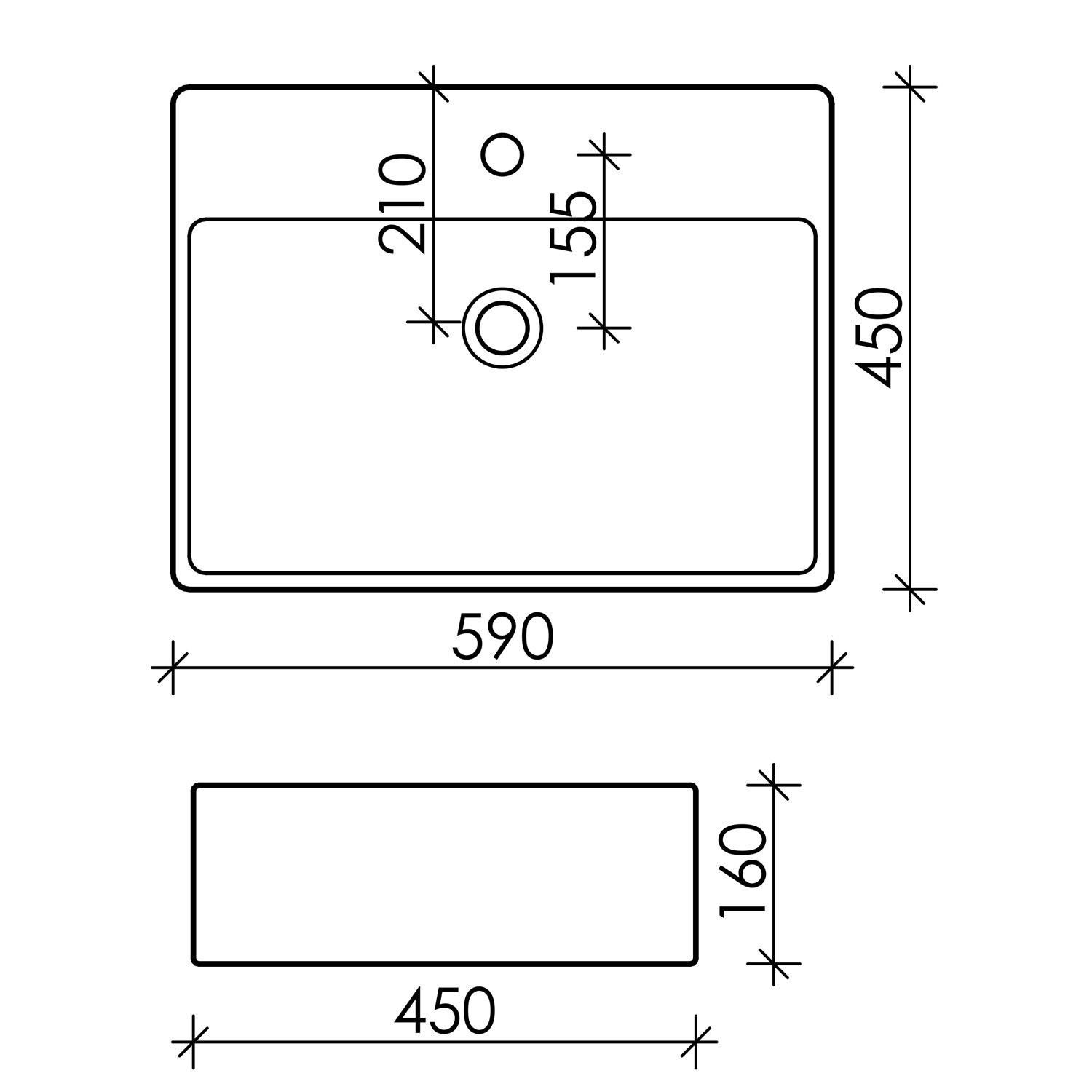 Раковина Ceramica Nova Element CN6046 накладная, пристенная установка, 59x45 см, цвет белый