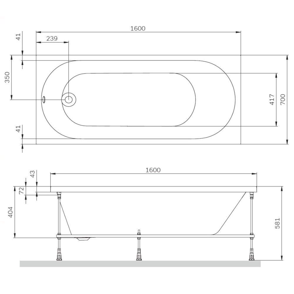 Акриловая ванна AM.PM X-Joy A 160х70, цвет белый