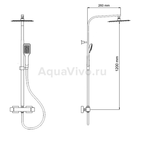 Душевая стойка RGW Shower Panels SP-22 с верхним душем и термостатическим смесителем, цвет хром - фото 1