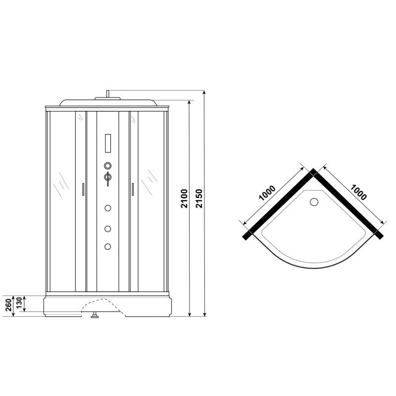 Душевая кабина Niagara Classic NG-3302-14F 100x100, стекло матовое, профиль серебро, с крышей, с гидромассажем, с пультом управления