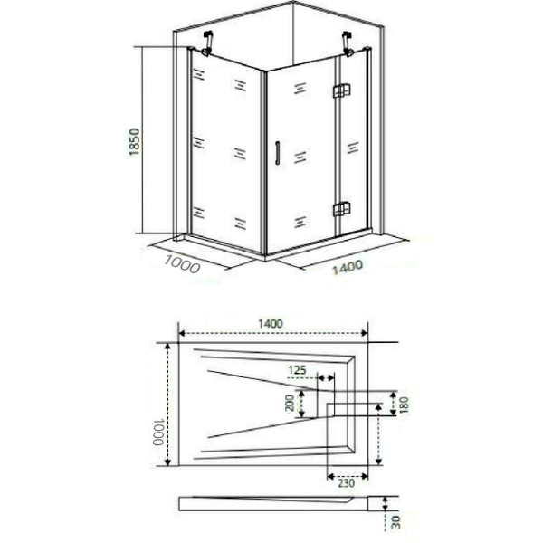 Душевой уголок Good Door Saturn WTW+SP-C-CH-R 140x100, стекло прозрачное, профиль хром, правый - фото 1