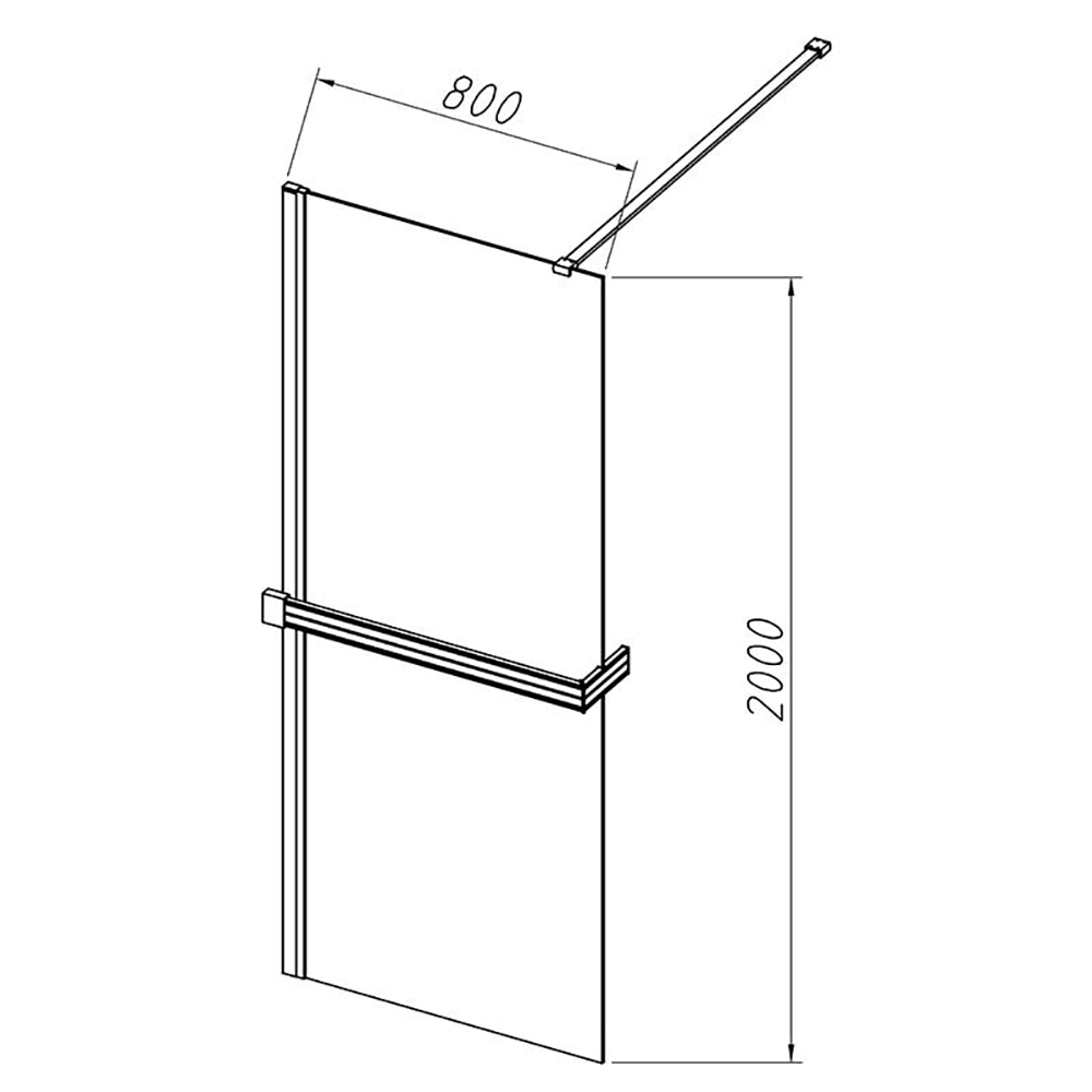 Душевая перегородка Vincea Walk in HR 80x200, с полотенцедержателем, стекло прозрачное, профиль черный матовый - фото 1