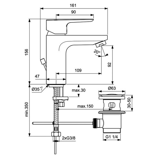 Набор смесителей Ideal Standard Ceraplan III BD005AA для ванной комнаты, цвет хром