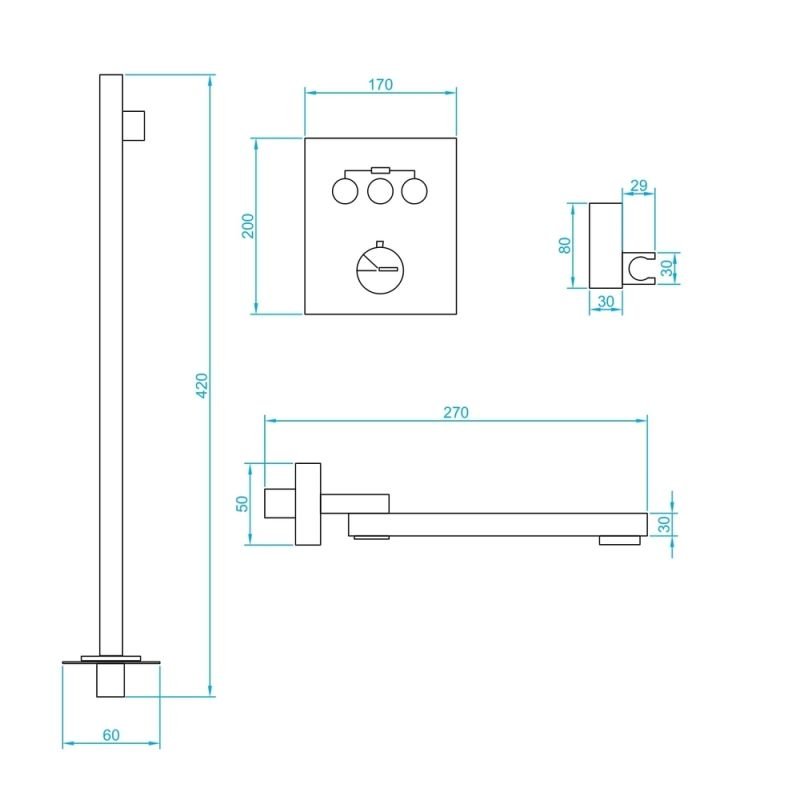 Душевой комплект RGW Shower Panels SP-370, встраиваемый, цвет хром