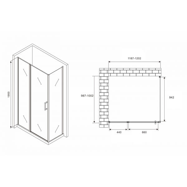 Душевой уголок Abber Sonnenstrand AG04120BS-S100B 120x100, стекло прозрачное, профиль черный - фото 1