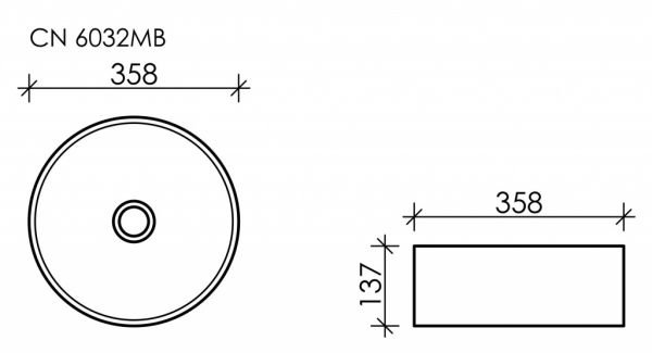 Раковина Ceramica Nova Element CN6032MB накладная, 36x36 см, цвет черный матовый - фото 1