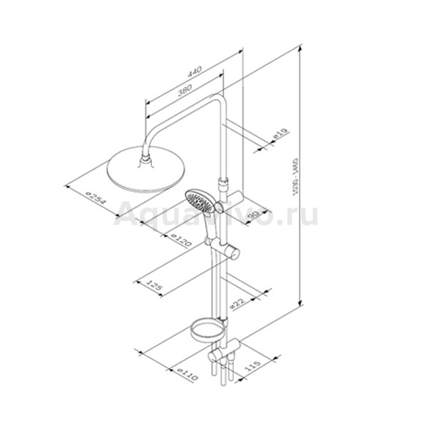 Душевая стойка AM.PM Spirit V2.0 F0770A100 с верхним душем, мыльницей