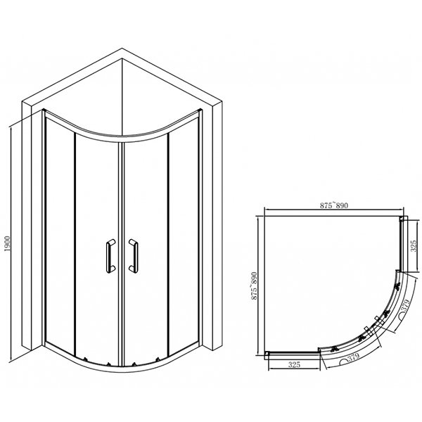 Душевой уголок Abber Schwarzer Diamant AG01090B 90x90, стекло прозрачное, профиль черный