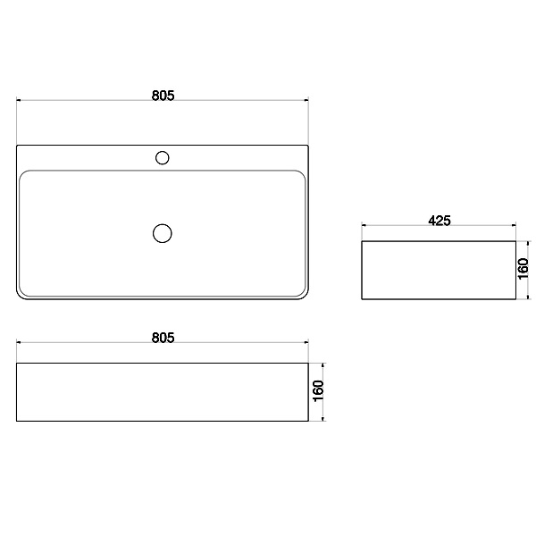 Раковина SantiLine SL-1080 накладная, 81x43 см, цвет белый - фото 1