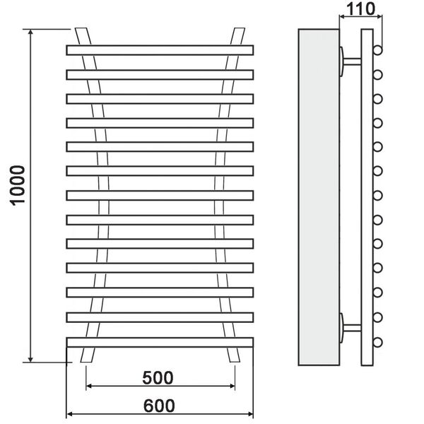 Полотенцесушитель Ника Bamboo ЛБ 8 100x50 водяной, цвет хром