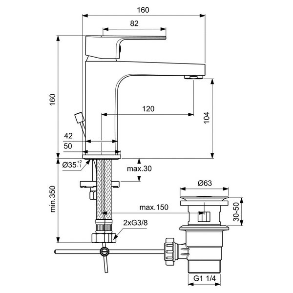 Набор смесителей Ideal Standard Esla BC264AA для ванной комнаты, цвет хром