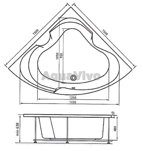 Ванна Vayer Iryda 150x150 акриловая