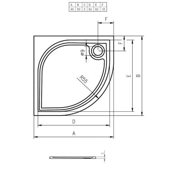 Поддон для душа Riho Kolping R55 90x90, литьевой мрамор, цвет белый