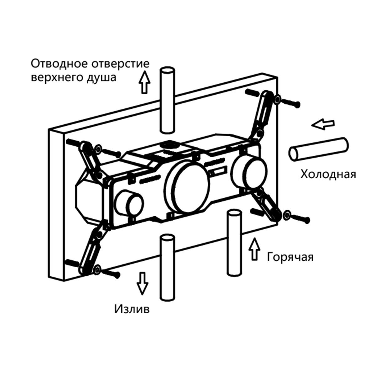 Душевой комплект Vincea VSFW-432T1GM, встраиваемый, с термостатическим смесителем, цвет вороненая сталь