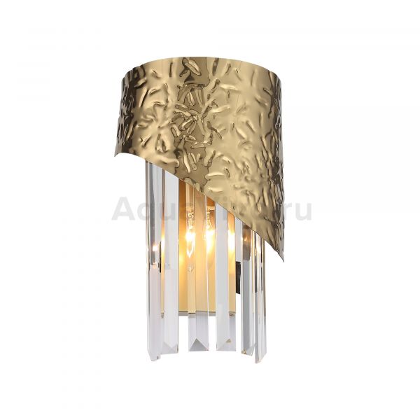 Бра ST Luce Tefina SL1100.301.01, арматура металл, цвет латунь, плафон металл, хрусталь, цвет латунь, прозрачный